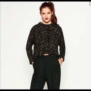 ZARA black/green tweed top